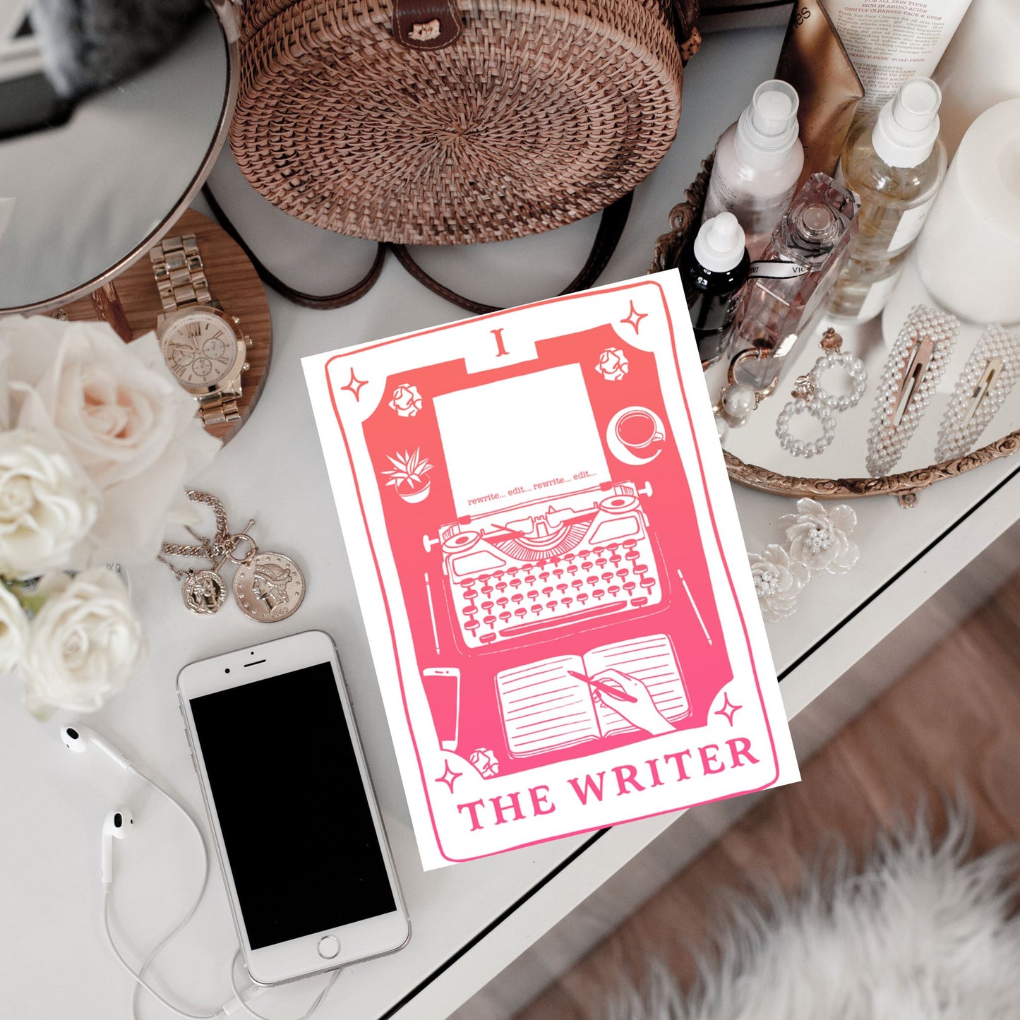 The Writer: Ink & Inspiration Notebook | Light Mode Coral (6x9 Perfect Bound)