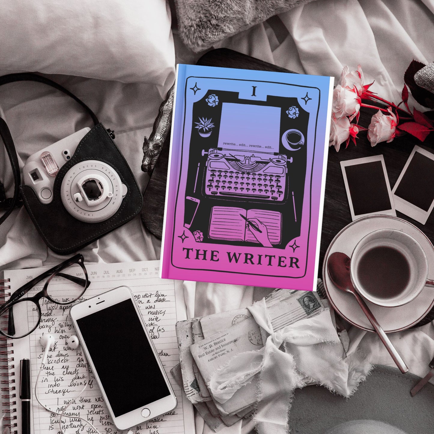 The Writer: Ink & Inspiration Notebook | Dark Mode Pink & Blue (6x9 Perfect Bound)