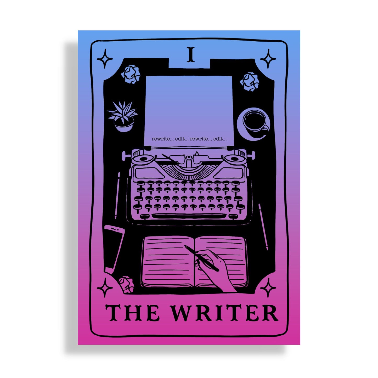 The Writer: Ink & Inspiration Notebook | Dark Mode Pink & Blue (6x9 Perfect Bound)