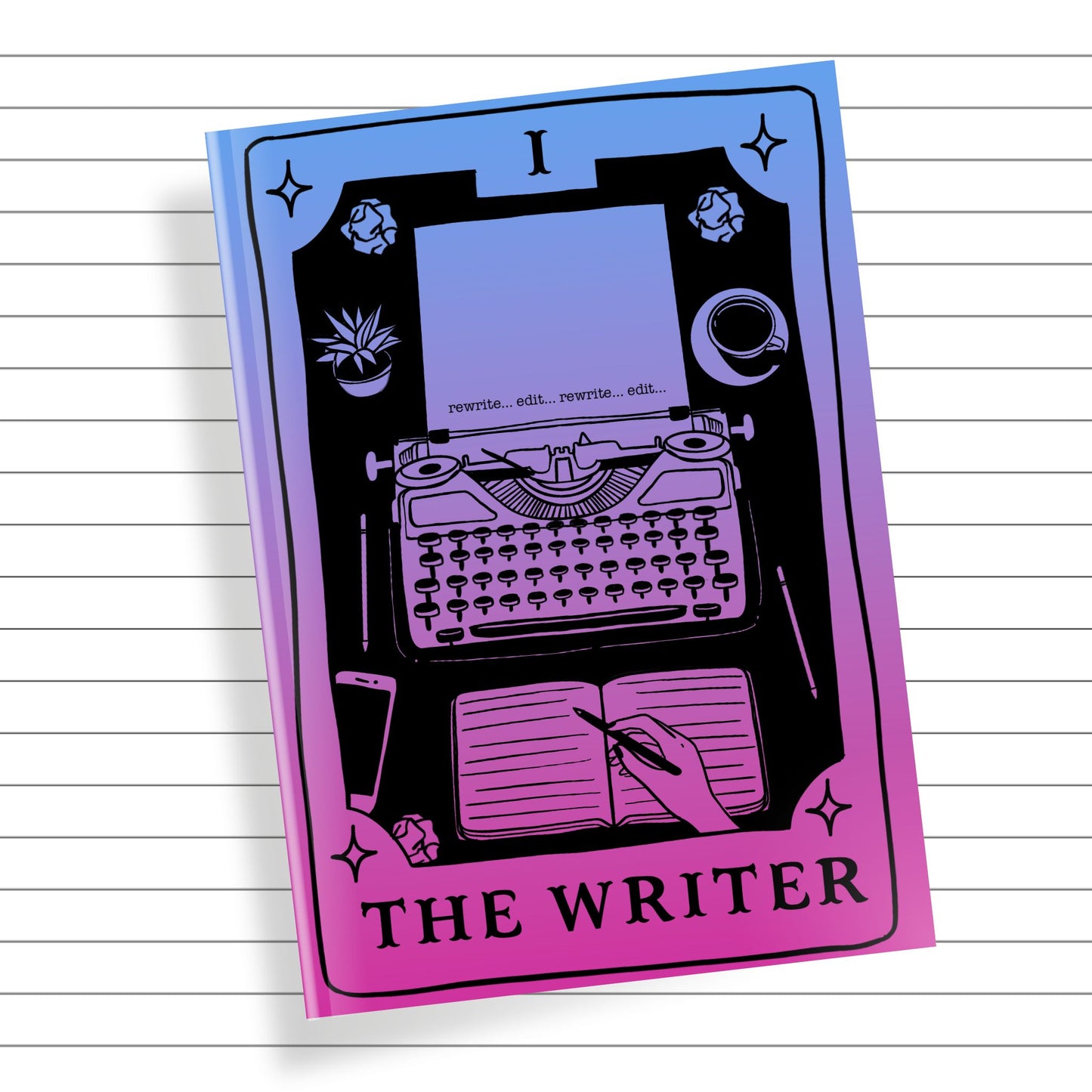 The Writer: Ink & Inspiration Notebook | Dark Mode Pink & Blue (6x9 Perfect Bound)