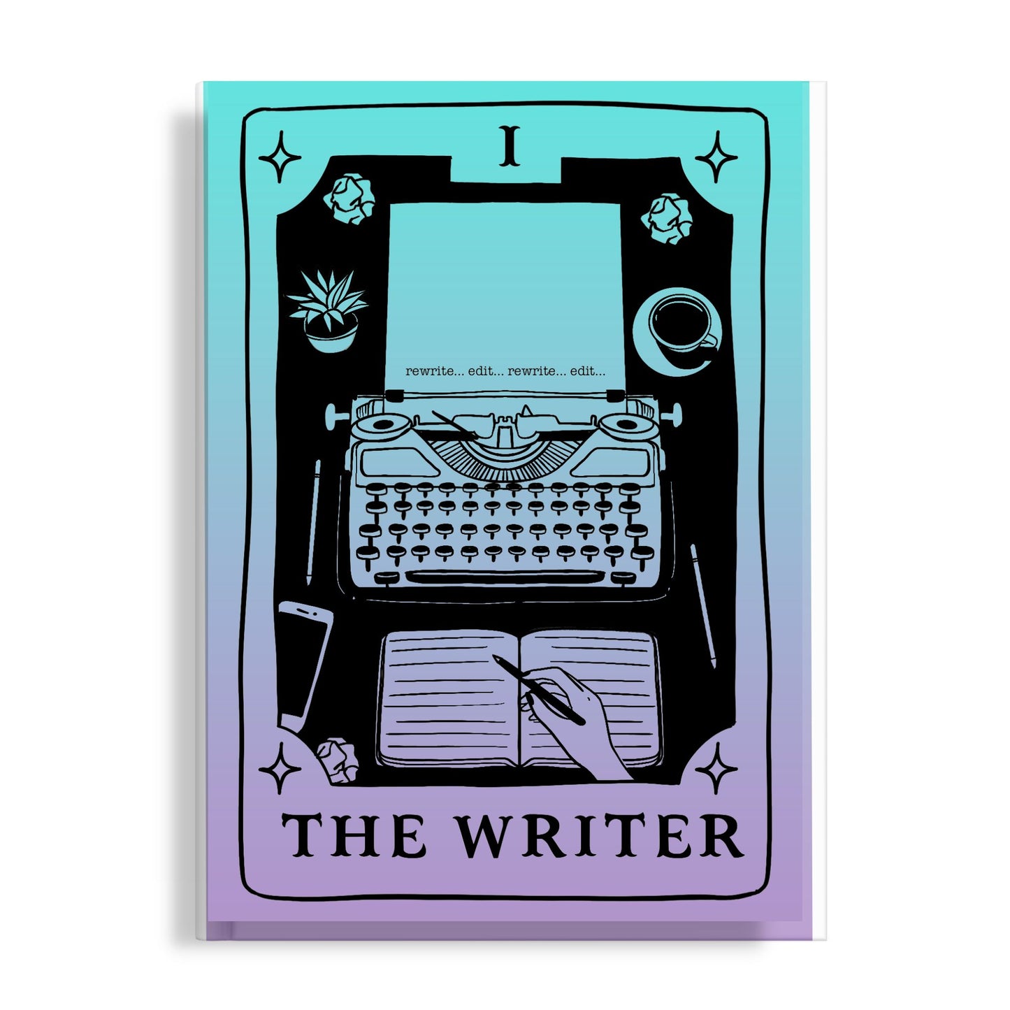 The Writer: Ink & Inspiration Notebook | Dark Mode Teal & Purple (6x9 Perfect Bound)