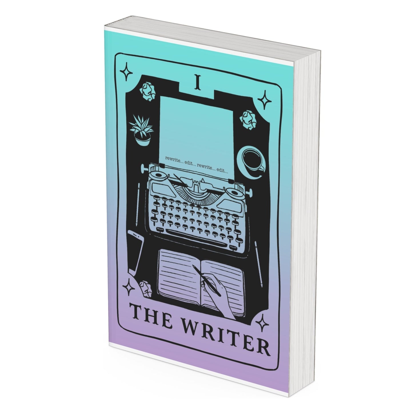 The Writer: Ink & Inspiration Notebook | Dark Mode Teal & Purple  (6x9 Perfect Bound)