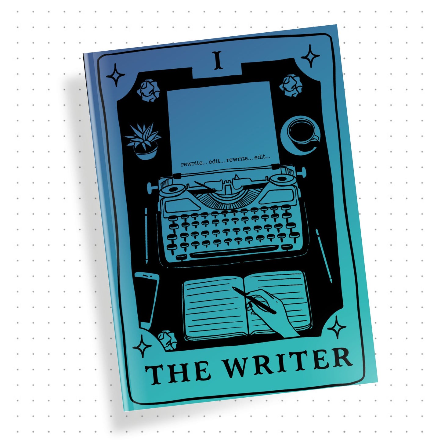 The Writer: Ink & Inspiration Notebook |  Dark Mode Blue & Teal  (6x9 Perfect Bound)