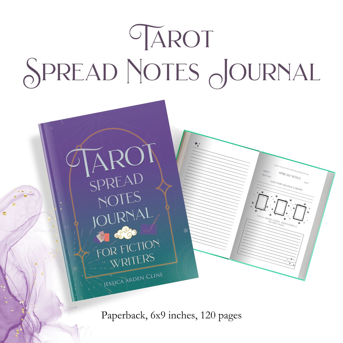 Tarot Spread Notes Journal for Fiction Writers Bundle (6 x 9 Perfect Bound Notebook + PDF Digital Download)