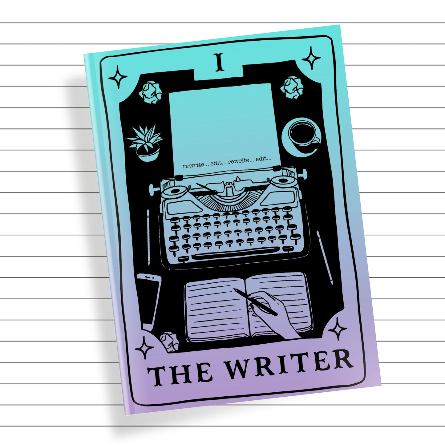 The Writer: Ink & Inspiration Notebook | Dark Mode Teal & Purple  (6x9 Perfect Bound)