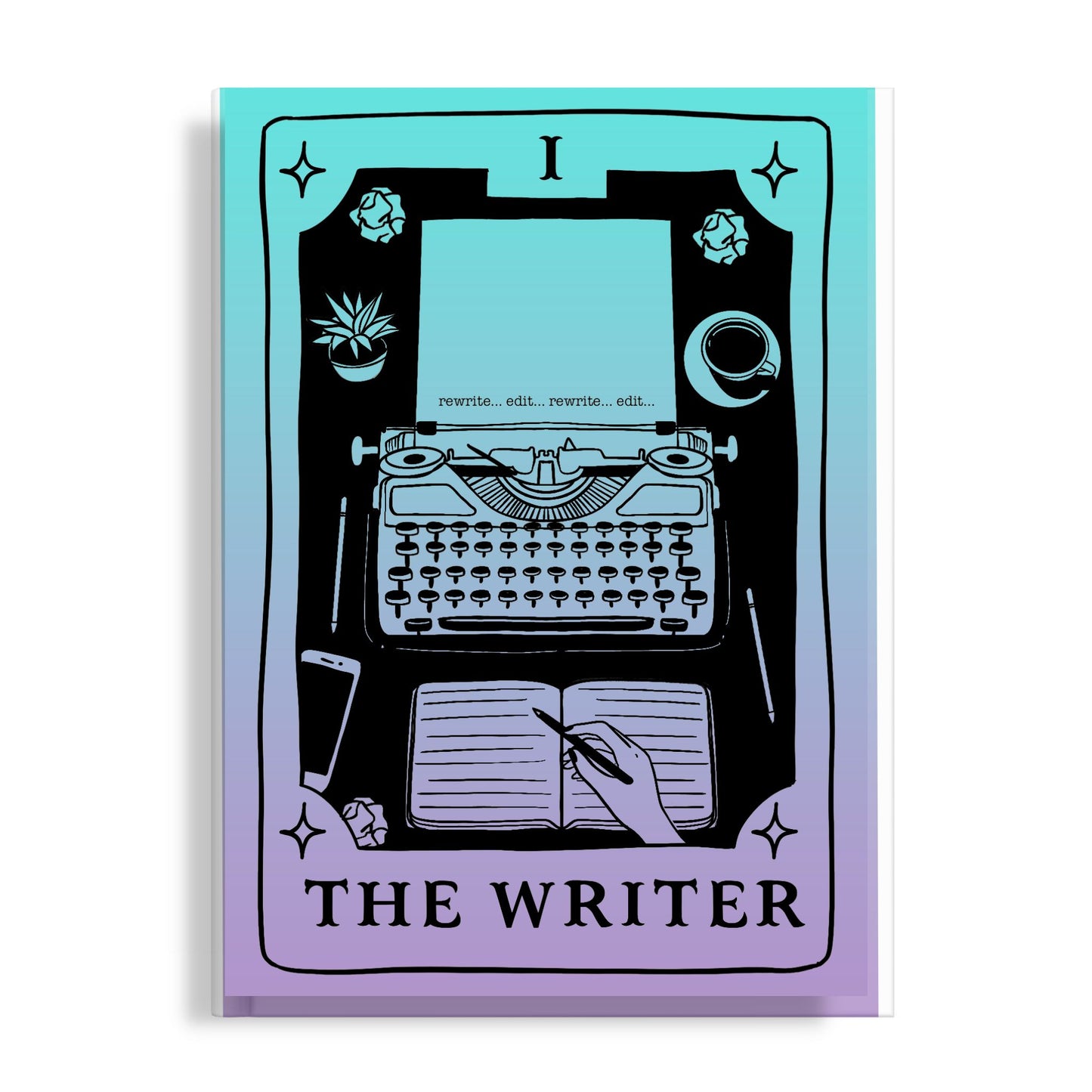 The Writer: Ink & Inspiration Notebook | Dark Mode Teal & Purple  (6x9 Perfect Bound)